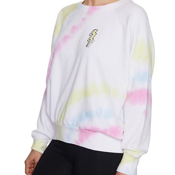 Betsey Johnson Tie-Dyed Lightning Bolt Graphic Raglan Sweatshirt - Picture 3 of 8